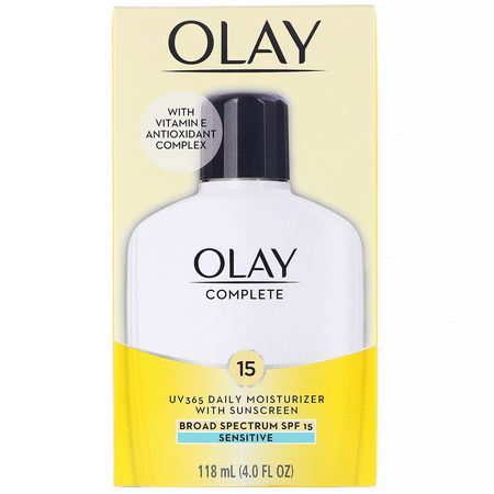 Olay, Complete, UV365 Daily Moisturizer, SPF 15, Sensitive, 4.0 fl oz (118 ml):,اقية من الشمس لل,جه, العناية بالشمس