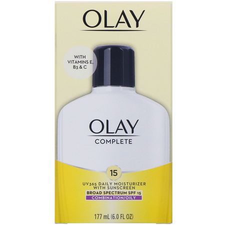 Olay, Complete, UV365 Daily Moisturizer with Sunscreen, SPF 15, Oily, 6 oz (177 ml):مرطب لل,جه, العناية بالبشرة