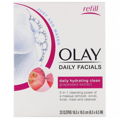 Olay, Daily Hydrating Clean, 5-in-1 Cleansing Cloth Refill, 33 Cloths فوائد