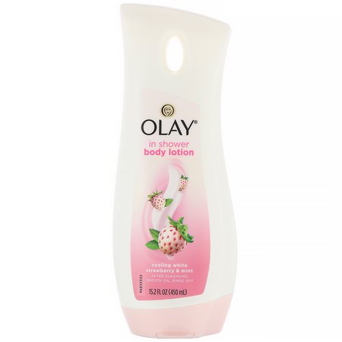 Olay, In-Shower Body Lotion, Cooling White Strawberry & Mint, 15.2 fl oz (450 ml) فوائد