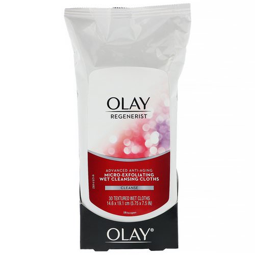 Olay, Regenerist, Advanced Anti-Aging, Micro-Exfoliating Wet Cleansing Cloths, 30 Textured Wet Cloths فوائد