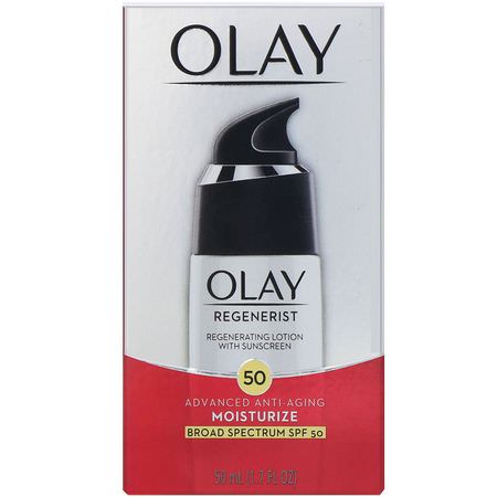 Olay, Regenerist, Regenerating Lotion with Sunscreen, SPF 50, 1.7 fl oz (50 ml):مرطب لل,جه, العناية بالبشرة