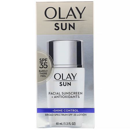 Olay, Sun, Facial Sunscreen + Shine Control, SPF 35, 1.3 fl oz (40 ml):,اقية من الشمس لل,جه, العناية بالشمس