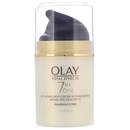 Olay, Total Effects, 7-in-One Anti-Aging Moisturizer with Sunscreen, SPF 15, Fragrance-Free, 1.7 fl oz (50 ml) فوائد
