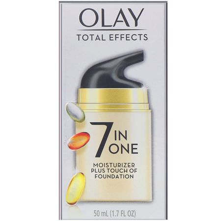 Olay, Total Effects, 7-in-One Moisturizer Plus Touch of Foundation, 1.7 fl oz (50 ml):مرطب لل,جه, العناية بالبشرة