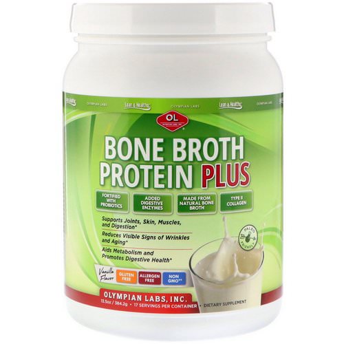 Olympian Labs, Bone Broth Protein Plus, Vanilla Flavor, 13.5 oz (384.2 g) فوائد