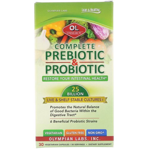 Olympian Labs, Complete Prebiotic & Probiotic, 30 Vegetarian Capsules فوائد