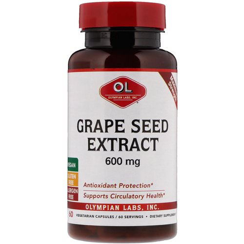Olympian Labs, Grape Seed Extract, Maximum Strength, 600 mg, 60 Vegetarian Capsules فوائد