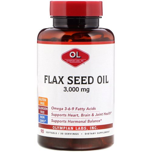 Olympian Labs, Flax Seed Oil, 3,000 mg, 90 Softgels فوائد
