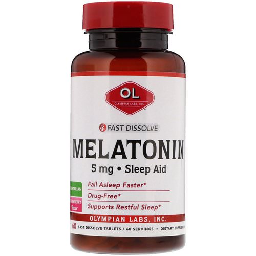 Olympian Labs, Melatonin, Fast Dissolve, Strawberry Flavor, 5 mg, 60 Fast Dissolve Tablets فوائد