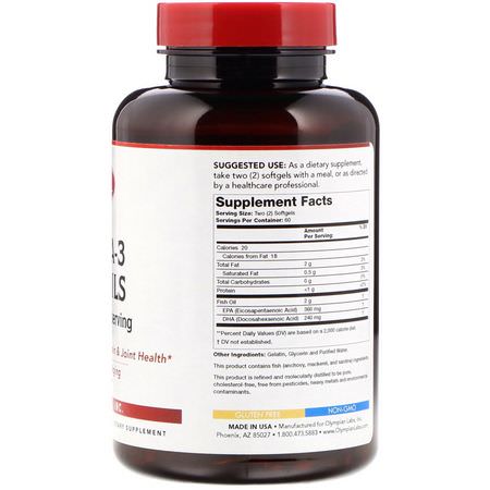 Olympian Labs, Omega-3 Fish Oils, 2000 mg, 120 Softgels:زيت السمك أ,ميغا 3, EPA DHA