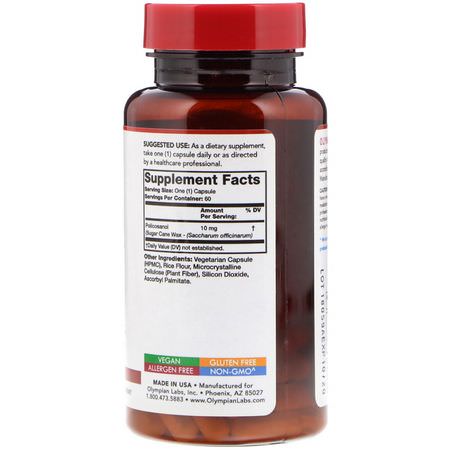 Olympian Labs, Policosanol, 10 mg, 60 Vegetable Capsules:Policosanol, مضادات الأكسدة