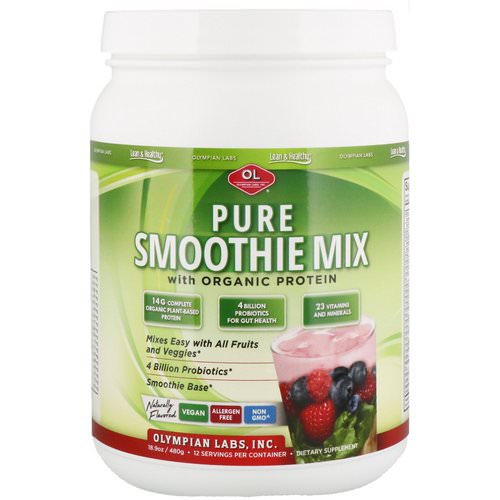 Olympian Labs, Pure Smoothie Mix with Organic Protein, Naturally Flavored, 18.9 oz (480 g) فوائد