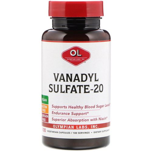 Olympian Labs, Vanadyl Sulfate-20, 100 Vegetarian Capsules فوائد