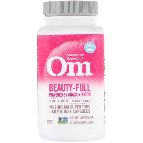 Organic Mushroom Nutrition, Beauty-Full, Powered by Chaga + Biotin, 667 mg, 90 Vegetarian Capsules فوائد