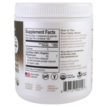 Organic Mushroom Nutrition, Chaga, Certified 100% Organic Mushroom Powder, 7.14 oz (200 g):Chaga, فطر