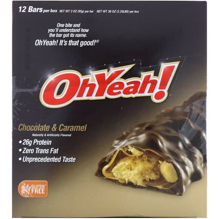 One Brands, Protein Bars, Chocolate & Caramel, 12 Bars, 3 oz (85 g):أشرطة البر,تين النباتي, أشرطة بر,تين مصل الحليب