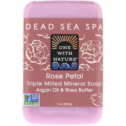 One with Nature, Triple Milled Mineral Soap Bar, Rose Petal, 7 oz (200 g) فوائد