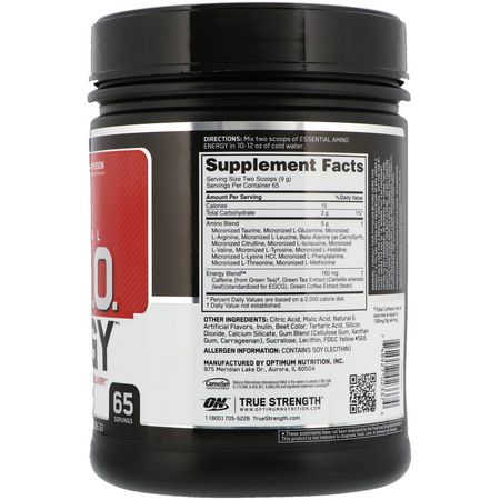 Optimum Nutrition, Essential Amin.O. Energy, Fruit Fusion, 1.29 lbs (585 g):الكافيين, المنبه