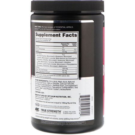 Optimum Nutrition, Essential Amin.O. Energy, Juicy Strawberry Burst, 9.5 oz (270 g):BCAA,الأحماض الأمينية