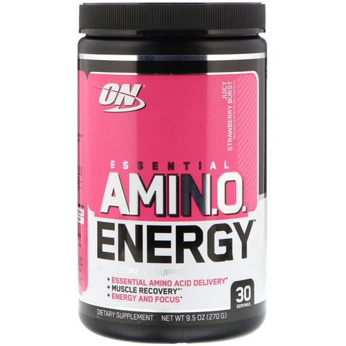 Optimum Nutrition, Essential Amin.O. Energy, Juicy Strawberry Burst, 9.5 oz (270 g) فوائد