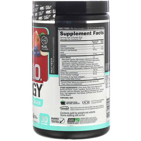 Optimum Nutrition, Essential Amino Energy plus UC-II Collagen, Fruit Fiesta, 9.5 oz (270 g):الأحماض الأمينية