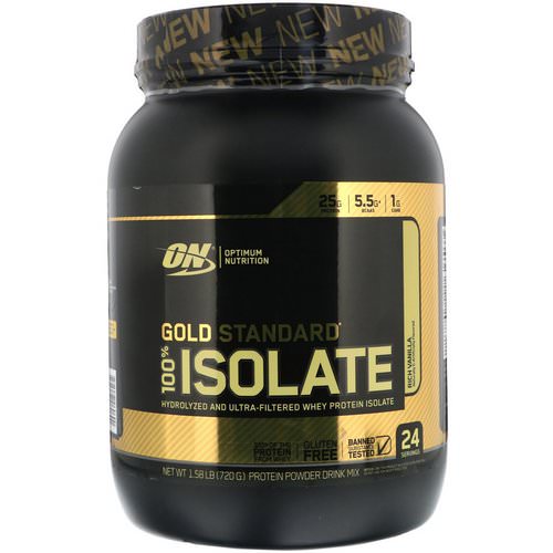 Optimum Nutrition, Gold Standard, 100% Isolate, Rich Vanilla, 1.58 lb (720 g) فوائد