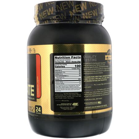 Optimum Nutrition, Gold Standard, 100% Isolate, Strawberry Cream, 1.58 lb (720 g):بر,تين مصل اللبن, التغذية الرياضية