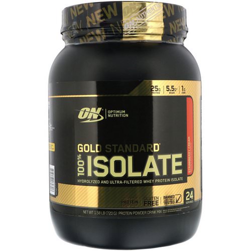 Optimum Nutrition, Gold Standard, 100% Isolate, Strawberry Cream, 1.58 lb (720 g) فوائد