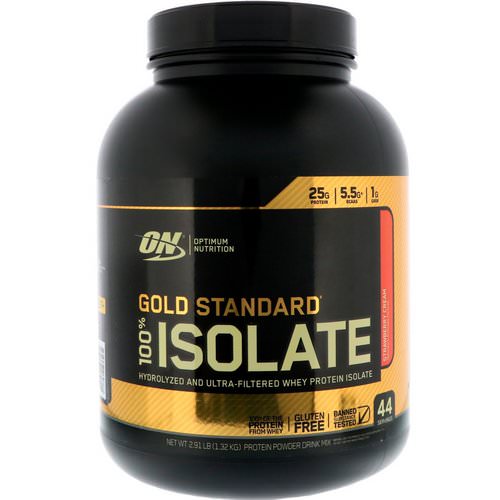 Optimum Nutrition, Gold Standard, 100% Isolate, Strawberry Cream, 2.91 lbs (1.32 kg) فوائد