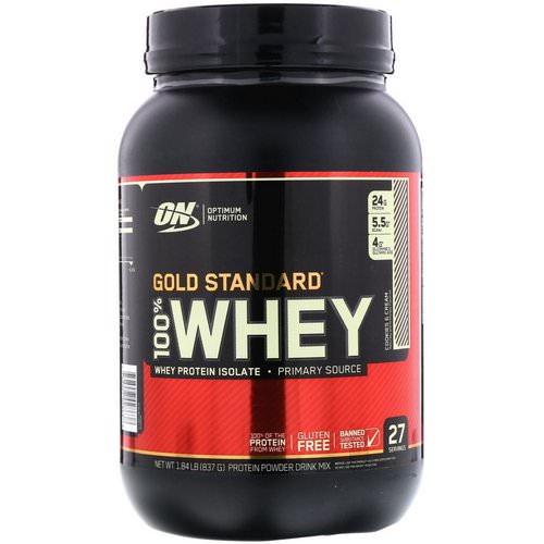 Optimum Nutrition, Gold Standard, 100% Whey, Cookies and Cream, 1.84 lbs (837 g) فوائد