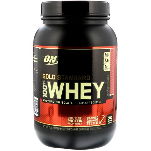 Optimum Nutrition, Gold Standard, 100% Whey, Delicious Strawberry, 2 lb (909 g) فوائد