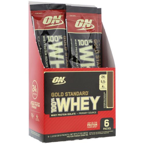 Optimum Nutrition, Gold Standard 100% Whey, Extreme Milk Chocolate, 6 Packs, 1.12 oz (32 g) Each فوائد
