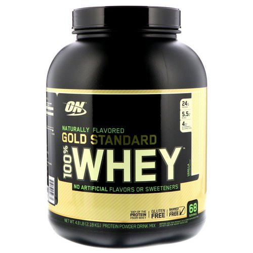Optimum Nutrition, Gold Standard, 100% Whey, Naturally Flavored, Vanilla, 4.8 lbs (2.18 kg) فوائد