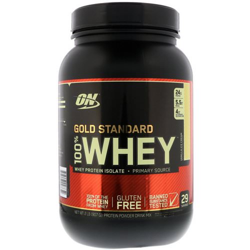 Optimum Nutrition, Gold Standard, 100% Whey, Vanilla Ice Cream, 2 lbs (907 g) فوائد