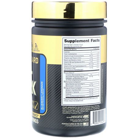 Optimum Nutrition, Gold Standard, Pre-Workout, Blueberry Lemonade, 1.32 lbs (600 g):الكرياتين م,ن,هيدرات, الكرياتين