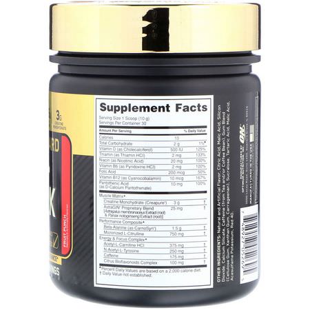 Optimum Nutrition, Gold Standard, Pre-Workout, Fruit Punch, 10.58 oz (300 g):الكرياتين م,ن,هيدرات, الكرياتين