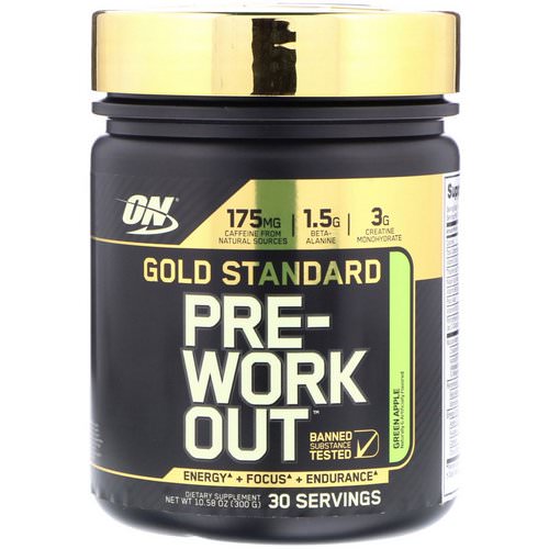 Optimum Nutrition, Gold Standard, Pre-Workout, Green Apple, 10.58 oz (300 g) فوائد