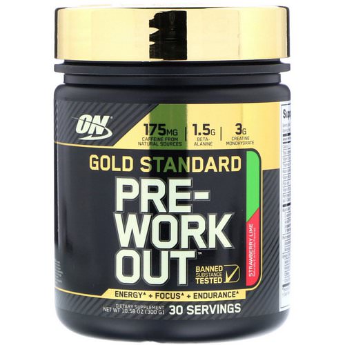 Optimum Nutrition, Gold Standard, Pre-Workout, Strawberry Lime, 10.58 oz (300 g) فوائد