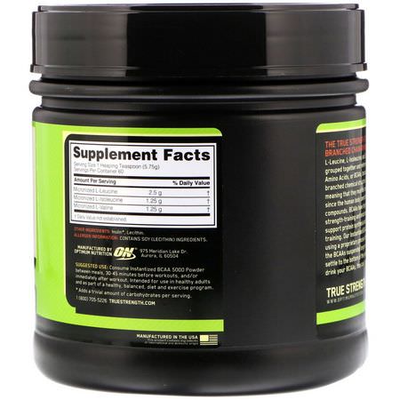 Optimum Nutrition, Instantized BCAA 5000 Powder, Unflavored, 12.16 oz (345 g):BCAA,الأحماض الأمينية