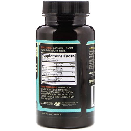 Optimum Nutrition, L-Carnitine 500 Tabs, 500 mg, 60 Tablets:L-Carnitine,الأحماض الأمينية