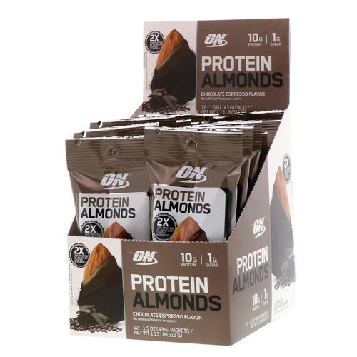 Optimum Nutrition, Protein Almonds, Chocolate Espresso, 12 Packets, 1.5 oz (43 g) Each فوائد