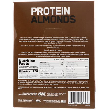 Optimum Nutrition Protein Snacks Almonds - الل,ز, البذ,ر, المكسرات,جبات البر,تين الخفيفة