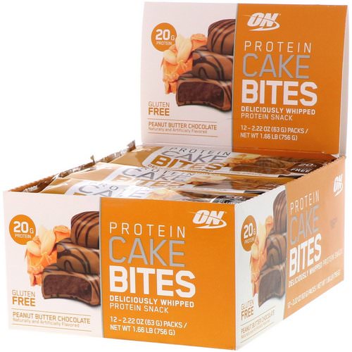Optimum Nutrition, Protein Cake Bites, Peanut Butter Chocolate, 12 Bars, 2.22 oz (63 g) Each فوائد