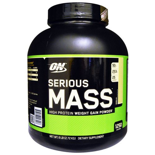 Optimum Nutrition, Serious Mass, High Protein Weight Gain Powder, Vanilla, 6 lbs (2.72 kg) فوائد