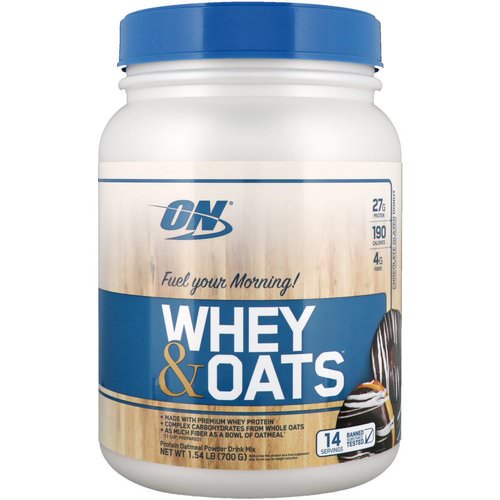 Optimum Nutrition, Whey & Oats, Chocolate Glazed Donut, 1.54 lb (700 g) فوائد
