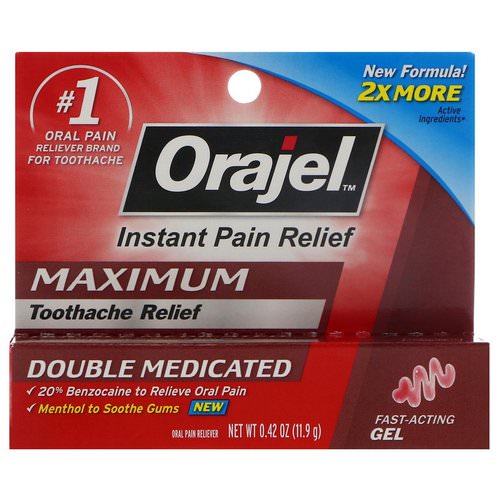 Orajel, Instant Pain Relief, Maximum, Toothache Relief, Fast-Acting Gel, 0.42 oz (11.9 g) فوائد