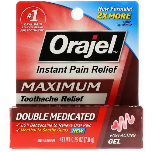 Orajel, Maximum Strength Toothache Pain Relief, Double Medicated Gel, 0.25 oz (7.0 g) فوائد
