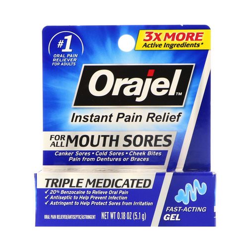 Orajel, Triple Medicated, Instant Pain Relief, For All Mouth Sores, 0.18 oz (5.1 g) فوائد