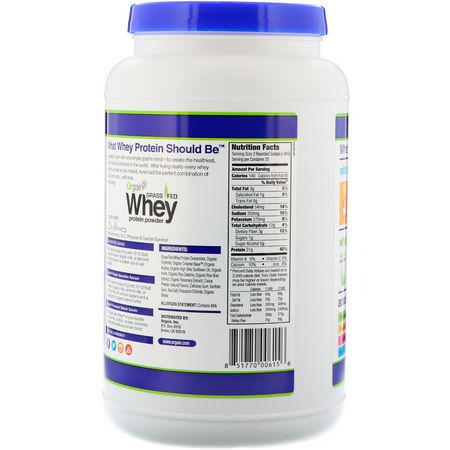Orgain, Grass-Fed Whey Protein Powder, Creamy Chocolate Fudge, 1.82 lbs (828 g):بر,تين مصل اللبن, التغذية الرياضية